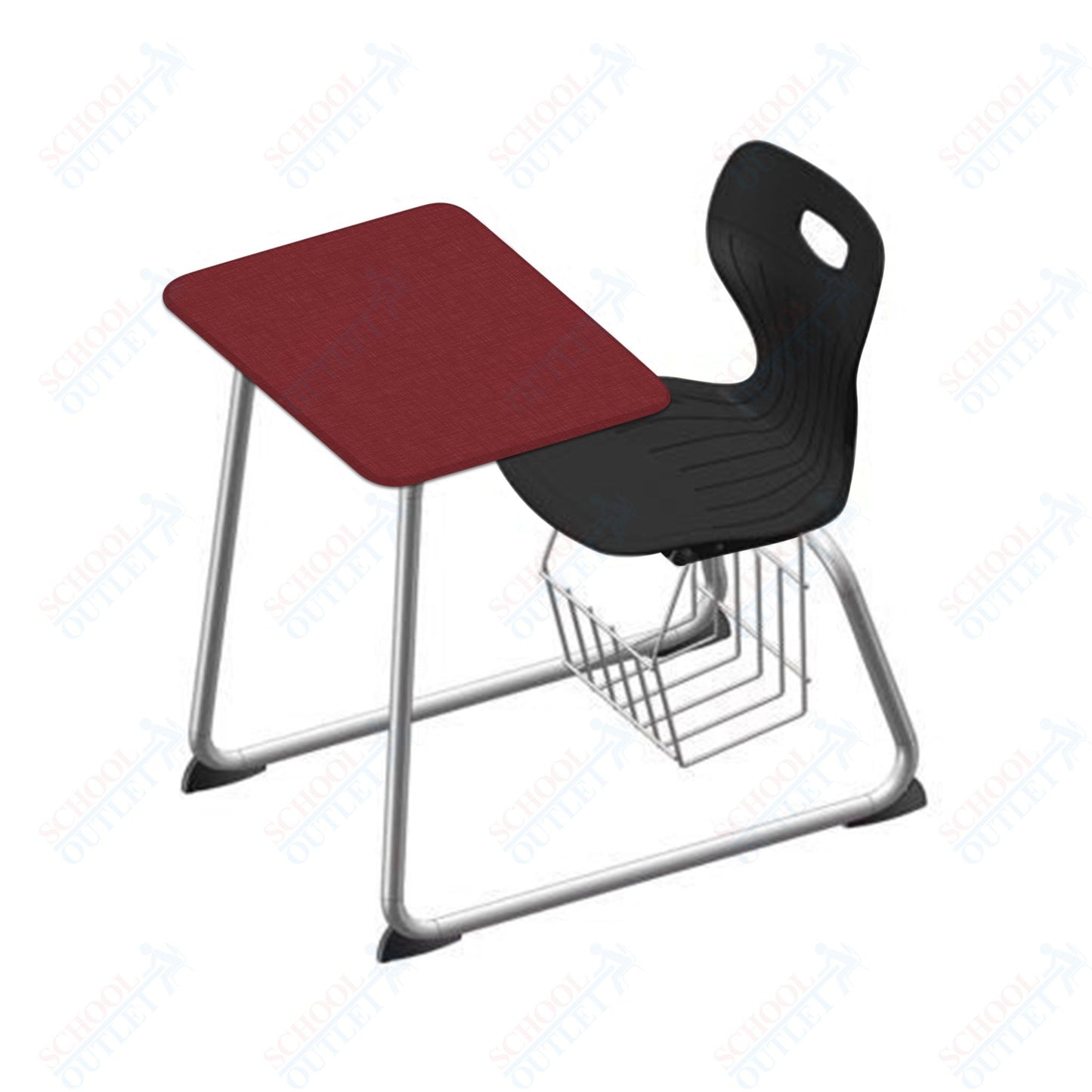 USA Capitol Euroflex 16" Seat Height Sled Combo Desks with Book Basket and HPL Top (USC-3016HPCL)