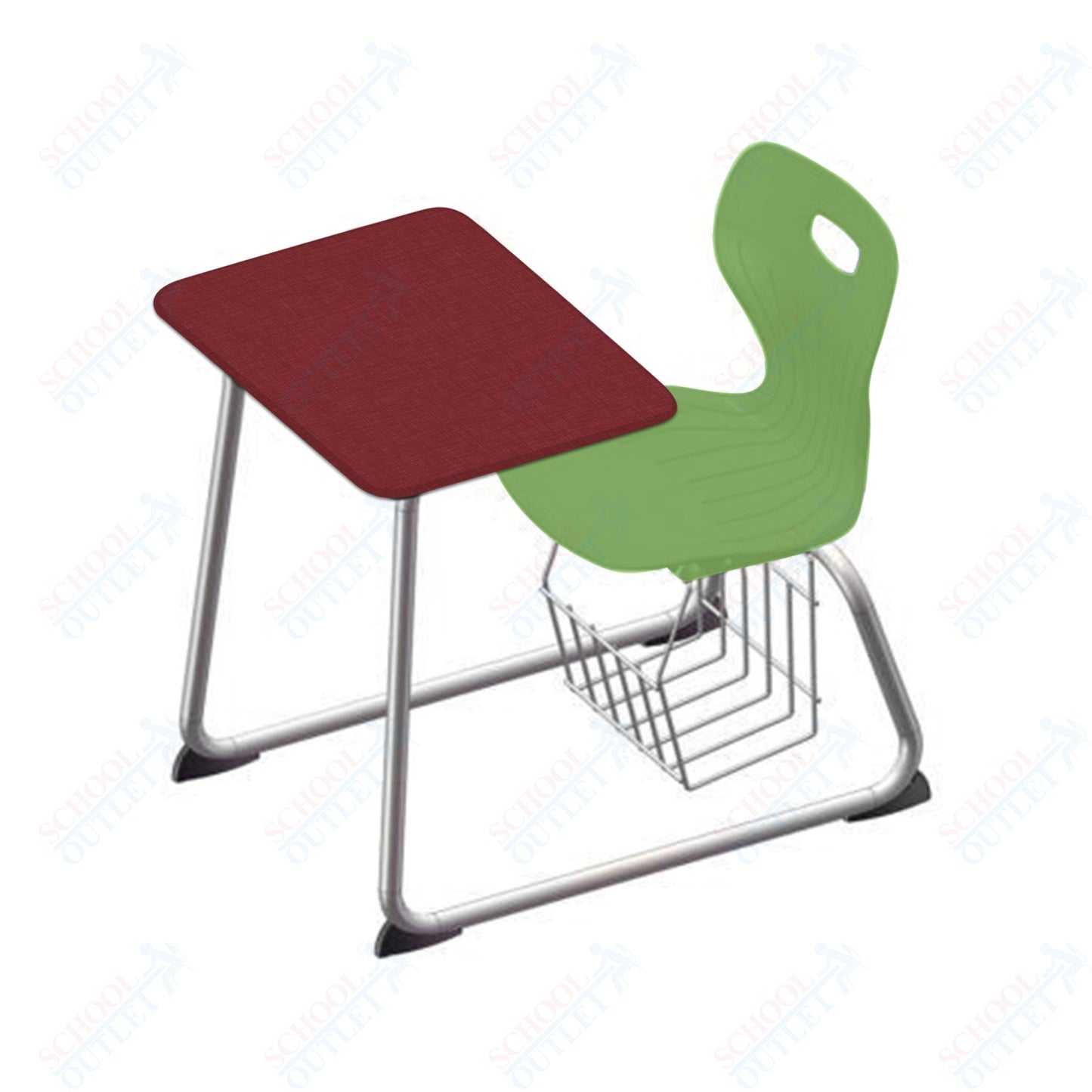 USA Capitol Euroflex 16" Seat Height Sled Combo Desks with Book Basket and HPL Top (USC-3016HPCL)