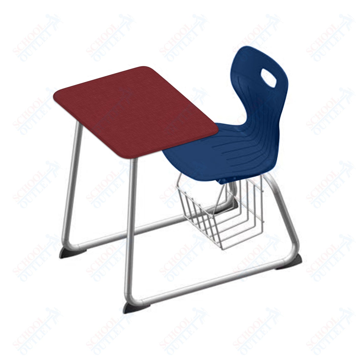 USA Capitol Euroflex 16" Seat Height Sled Combo Desks with Book Basket and HPL Top (USC-3016HPCL)