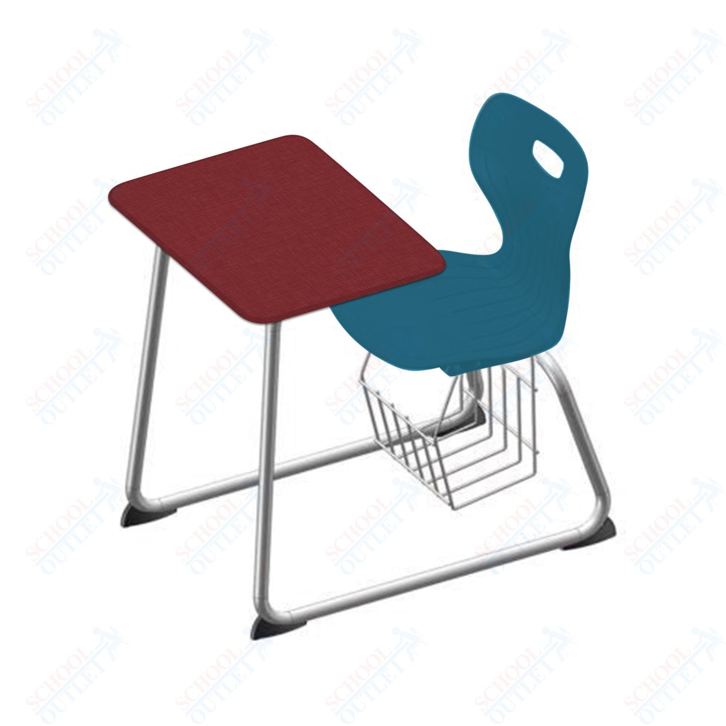 USA Capitol Euroflex 16" Seat Height Sled Combo Desks with Book Basket and HPL Top (USC-3016HPCL)