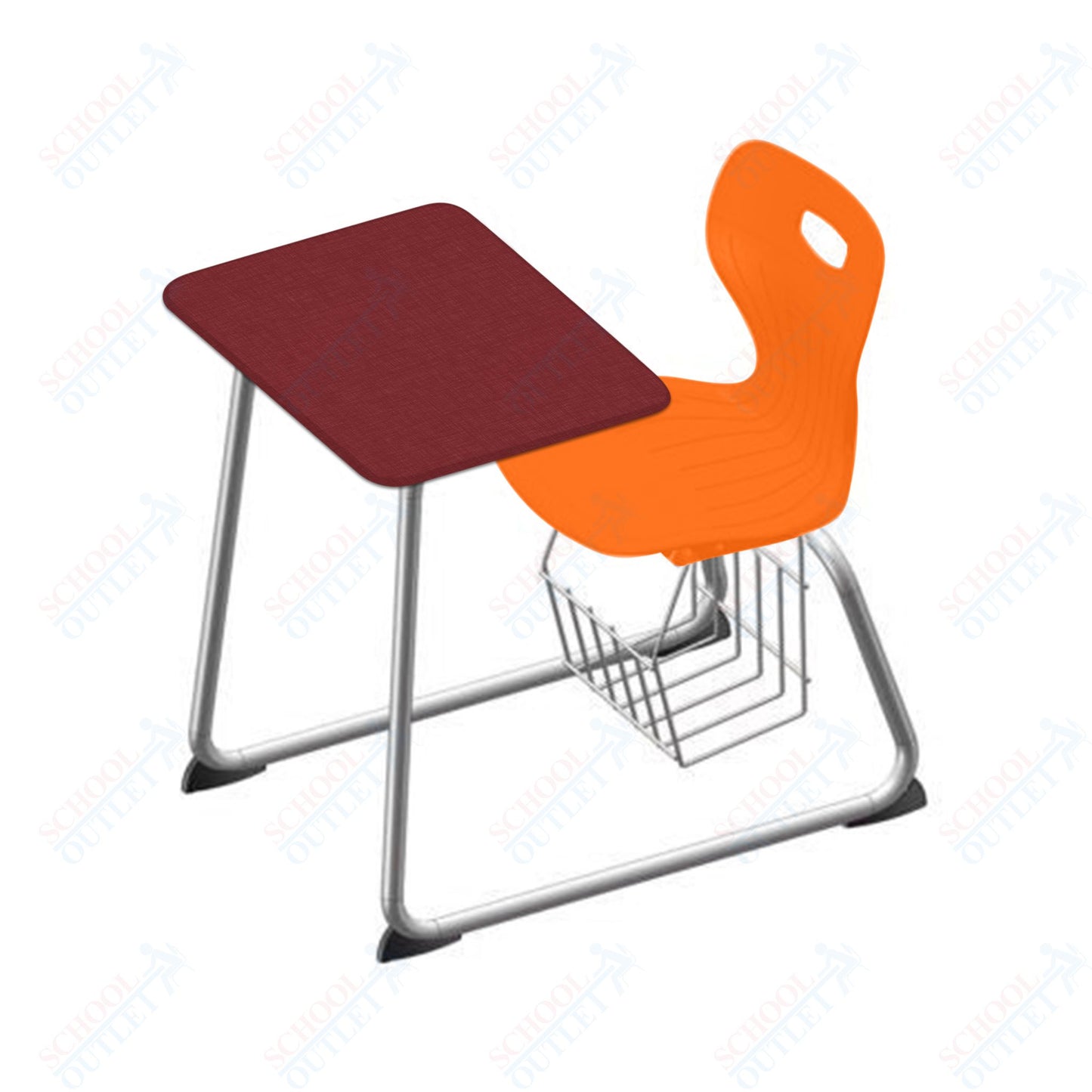 USA Capitol Euroflex 16" Seat Height Sled Combo Desks with Book Basket and HPL Top (USC-3016HPCL)