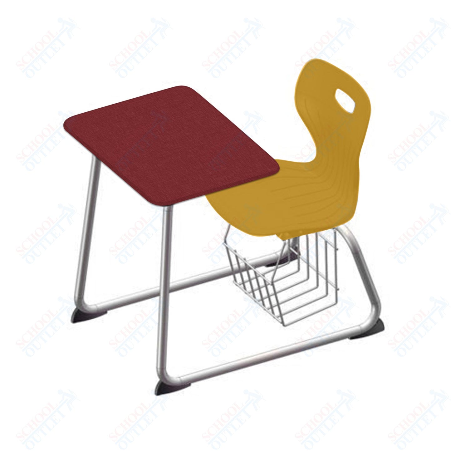 USA Capitol Euroflex 16" Seat Height Sled Combo Desks with Book Basket and HPL Top (USC-3016HPCL)