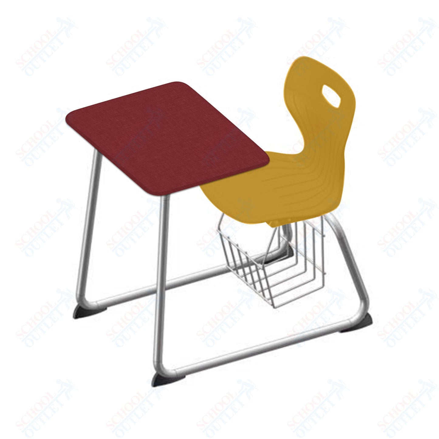 USA Capitol Euroflex 16" Seat Height Sled Combo Desks with Book Basket and HPL Top (USC-3016HPCL)