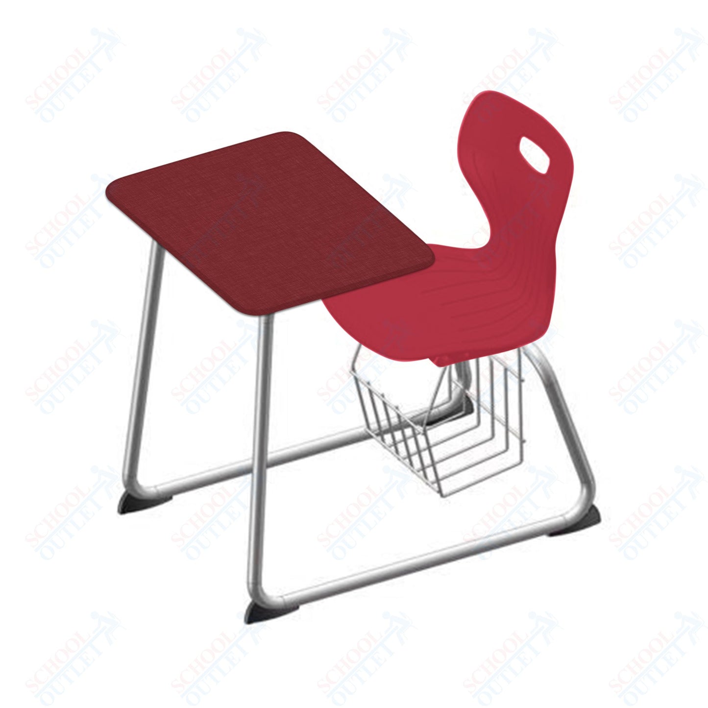 USA Capitol Euroflex 16" Seat Height Sled Combo Desks with Book Basket and HPL Top (USC-3016HPCL)