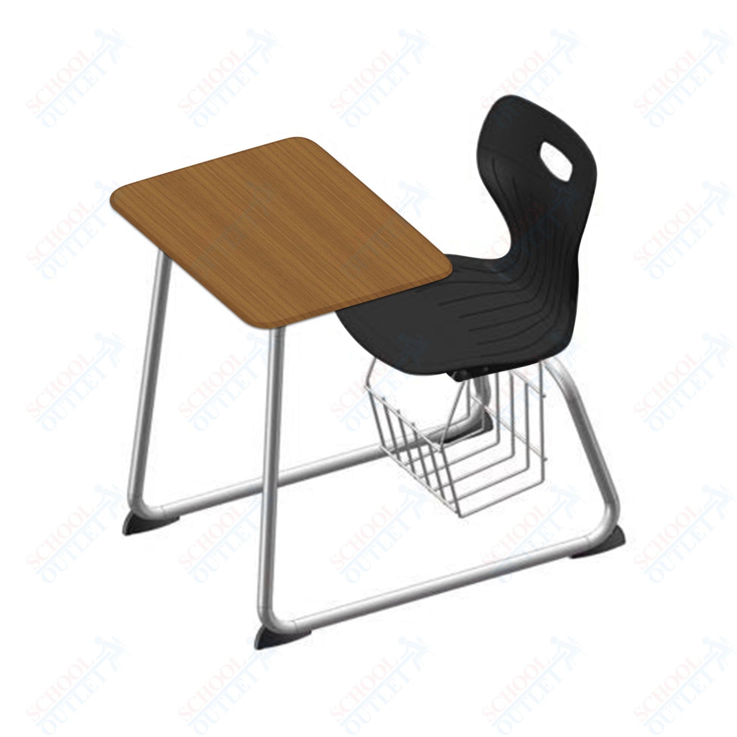 USA Capitol Euroflex 16" Seat Height Sled Combo Desks with Book Basket and HPL Top (USC-3016HPCL)
