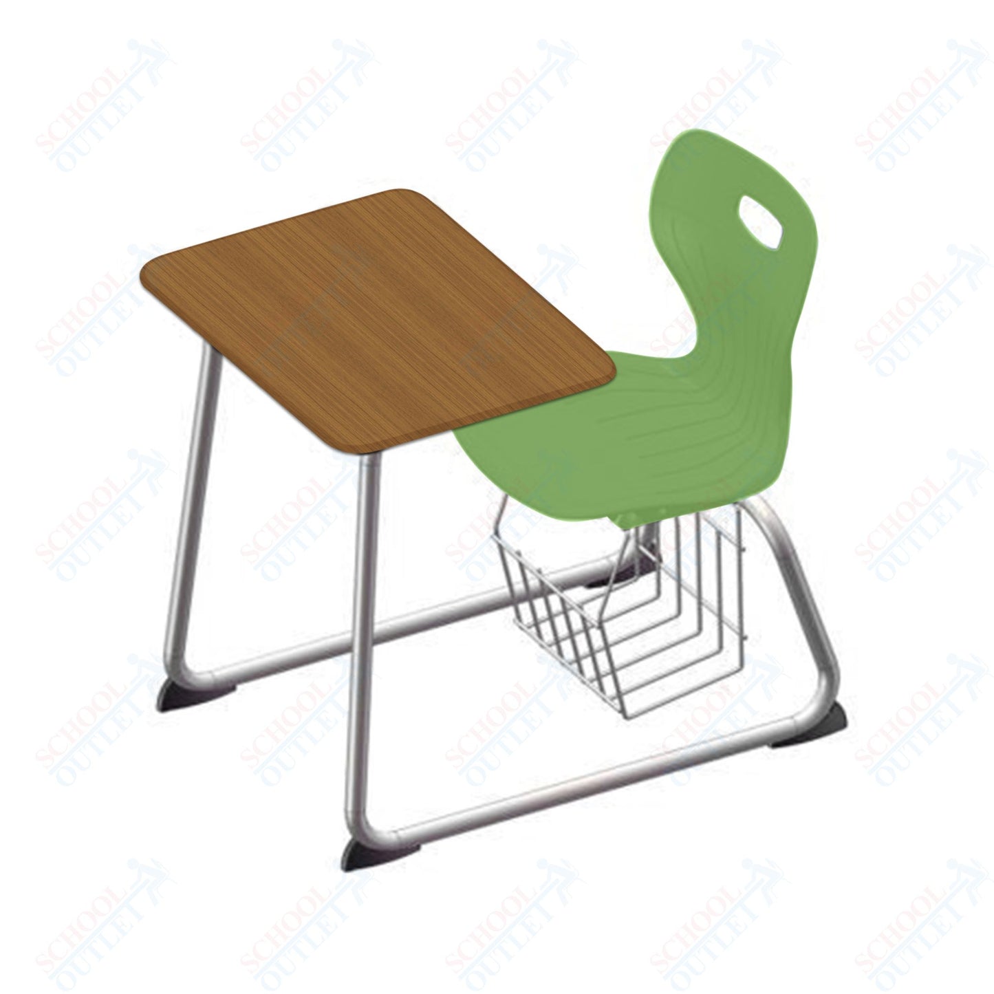USA Capitol Euroflex 16" Seat Height Sled Combo Desks with Book Basket and HPL Top (USC-3016HPCL)