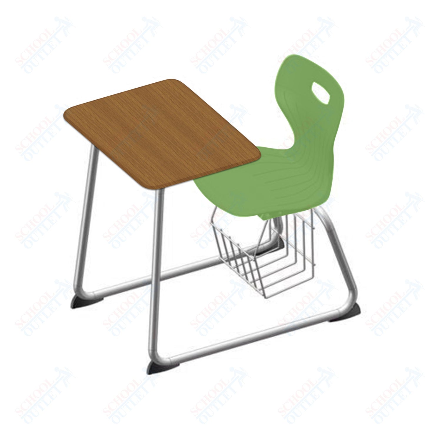 USA Capitol Euroflex 16" Seat Height Sled Combo Desks with Book Basket and HPL Top (USC-3016HPCL)
