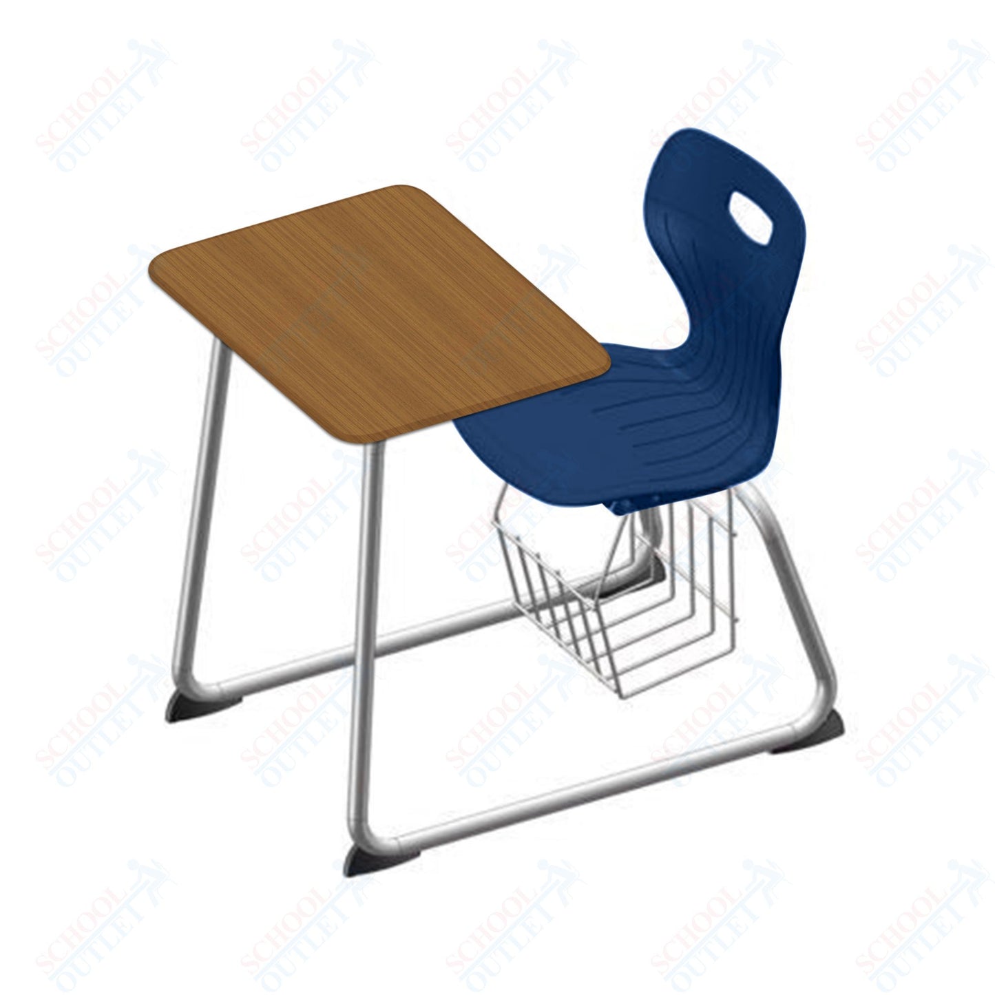 USA Capitol Euroflex 16" Seat Height Sled Combo Desks with Book Basket and HPL Top (USC-3016HPCL)