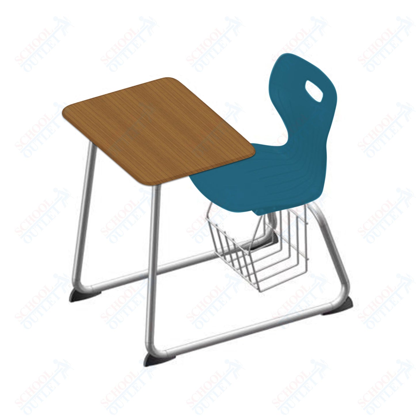 USA Capitol Euroflex 16" Seat Height Sled Combo Desks with Book Basket and HPL Top (USC-3016HPCL)