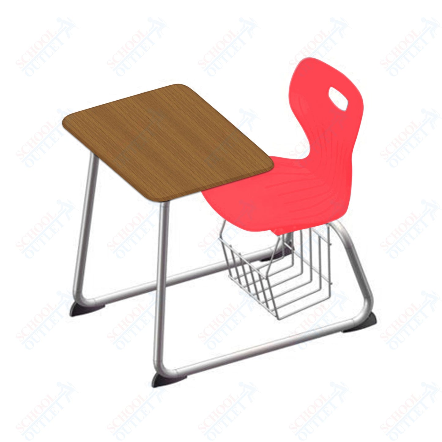 USA Capitol Euroflex 16" Seat Height Sled Combo Desks with Book Basket and HPL Top (USC-3016HPCL)