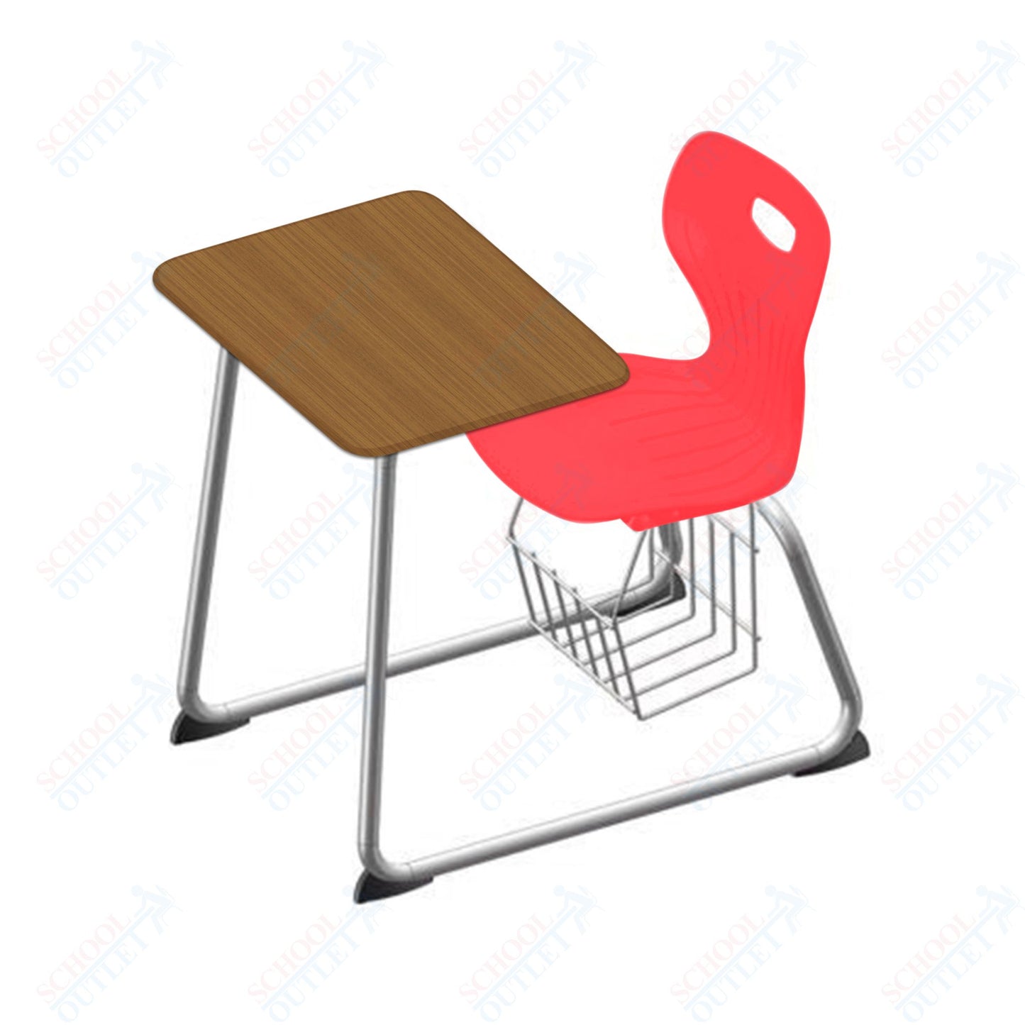 USA Capitol Euroflex 16" Seat Height Sled Combo Desks with Book Basket and HPL Top (USC-3016HPCL)