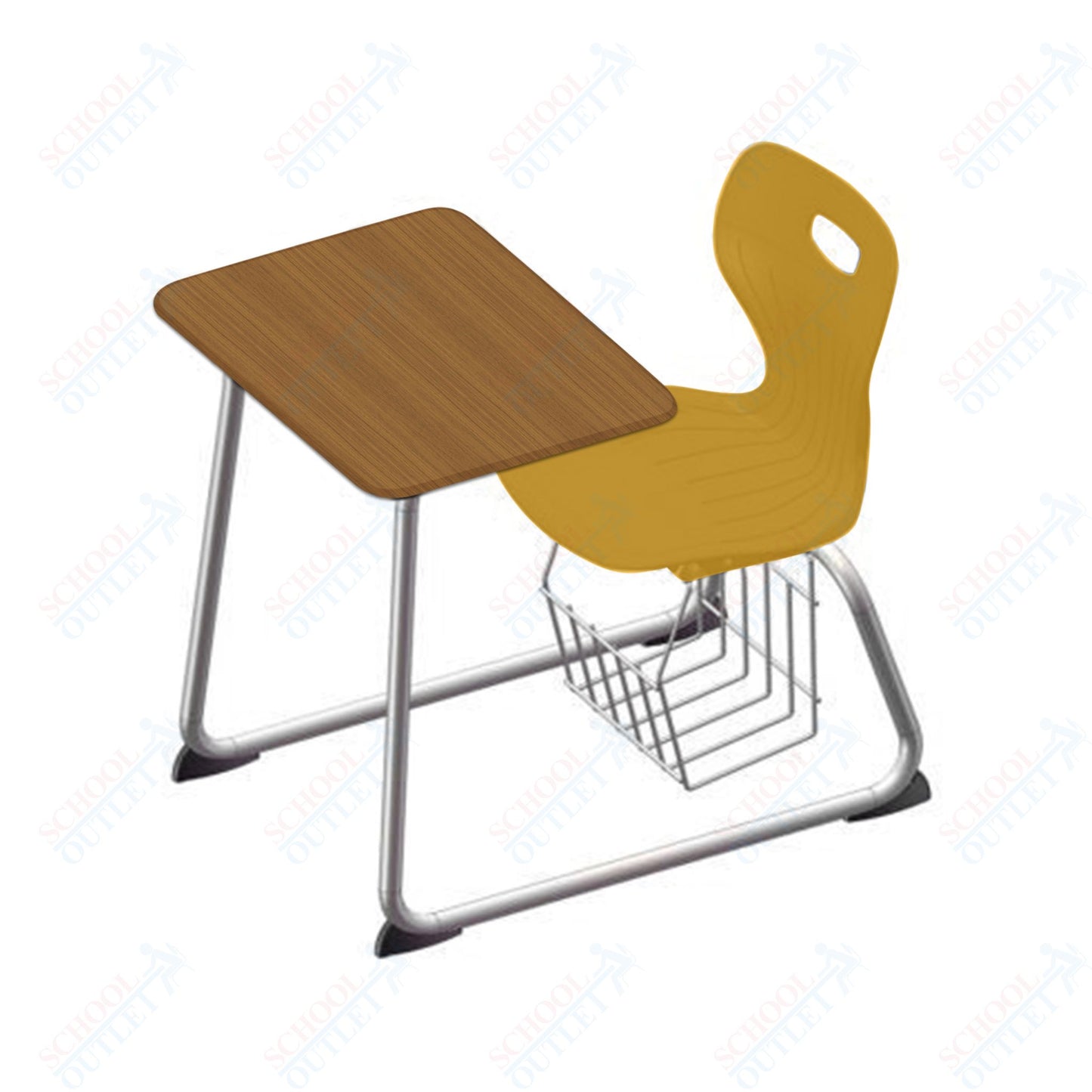 USA Capitol Euroflex 16" Seat Height Sled Combo Desks with Book Basket and HPL Top (USC-3016HPCL)