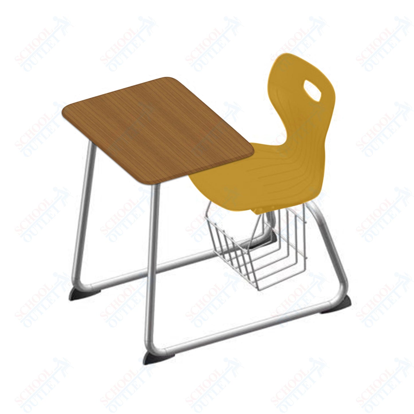 USA Capitol Euroflex 16" Seat Height Sled Combo Desks with Book Basket and HPL Top (USC-3016HPCL)