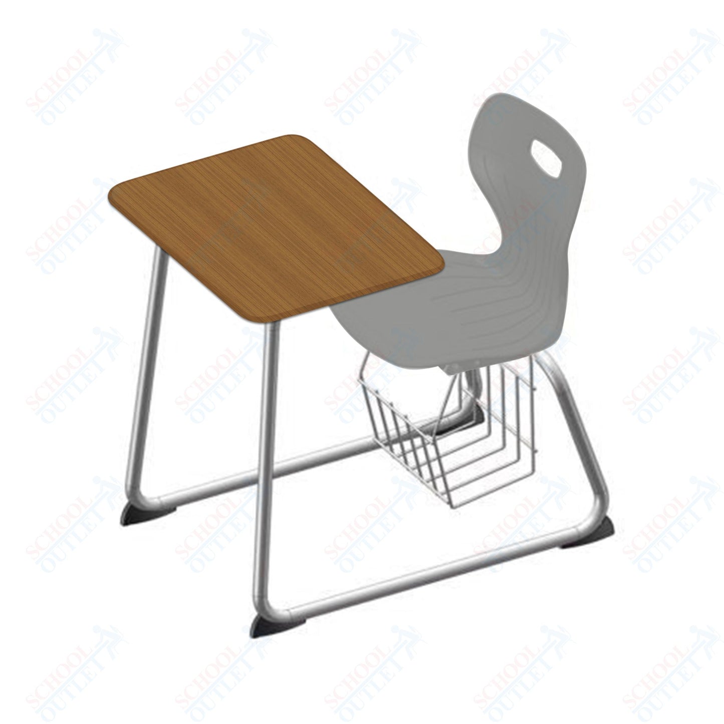 USA Capitol Euroflex 16" Seat Height Sled Combo Desks with Book Basket and HPL Top (USC-3016HPCL)