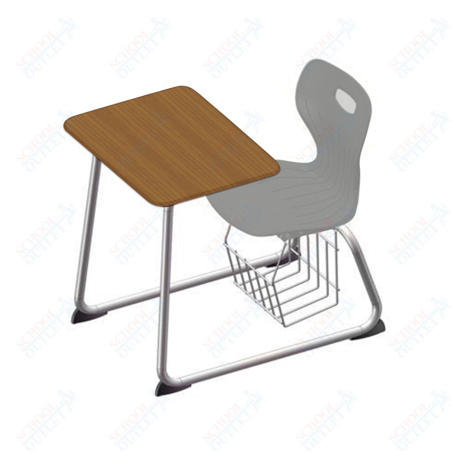 USA Capitol Euroflex 16" Seat Height Sled Combo Desks with Book Basket and HPL Top (USC-3016HPCL)