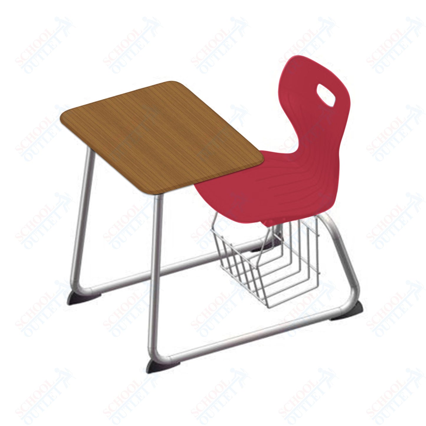 USA Capitol Euroflex 16" Seat Height Sled Combo Desks with Book Basket and HPL Top (USC-3016HPCL)