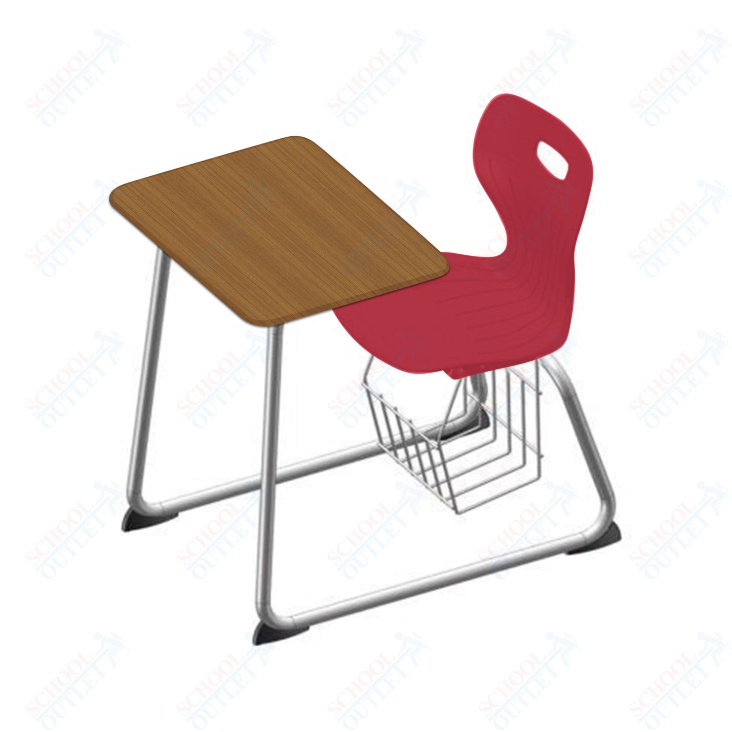 USA Capitol Euroflex 16" Seat Height Sled Combo Desks with Book Basket and HPL Top (USC-3016HPCL)