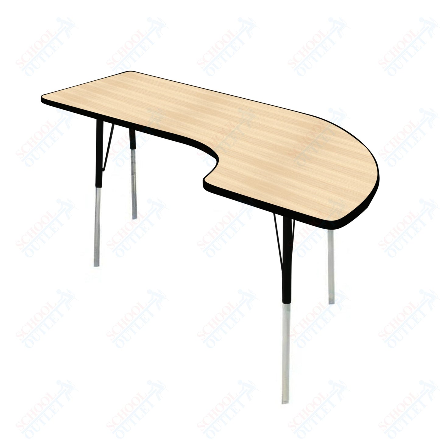 USA Capitol 36" x 72" Half Horseshoe Left Side Activity Table Adjustable Height 23"-31" (3672HHSLSE)