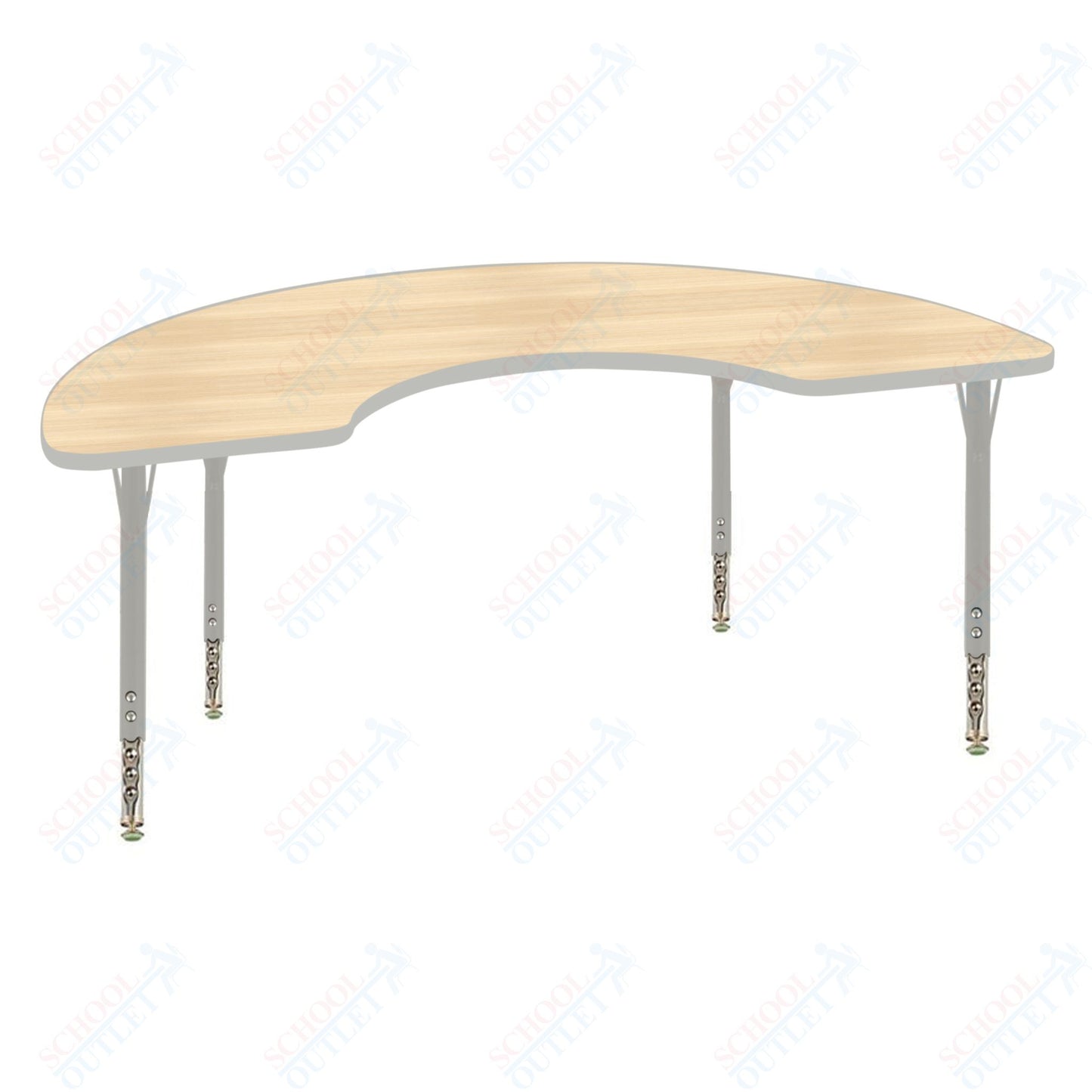 USA Capitol 36" x 72" Half Moon Activity Table Adjustable Height 23"-31" (3672HMSE)