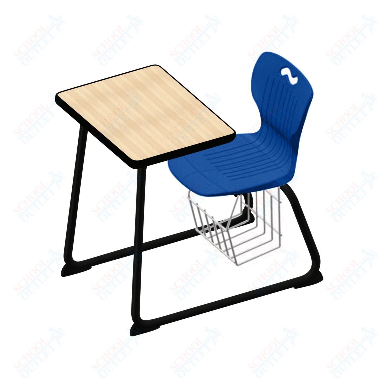 USA Capitol Ntersect 18" Seat Height Sled Combo Desk with Hard Plastic Top and Book Basket (N018)