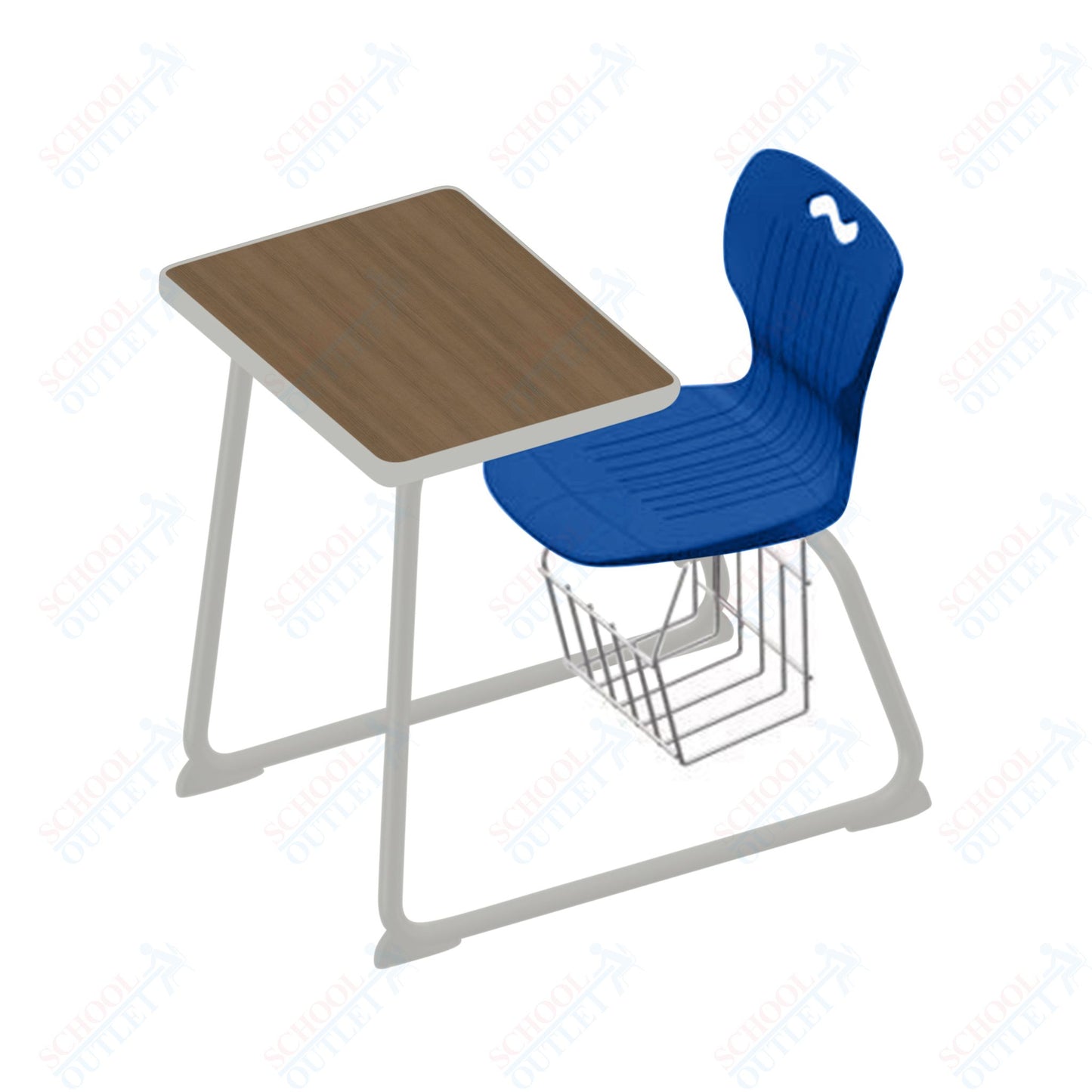 USA Capitol Ntersect 18" Seat Height Sled Combo Desk with Hard Plastic Top and Book Basket (N018)