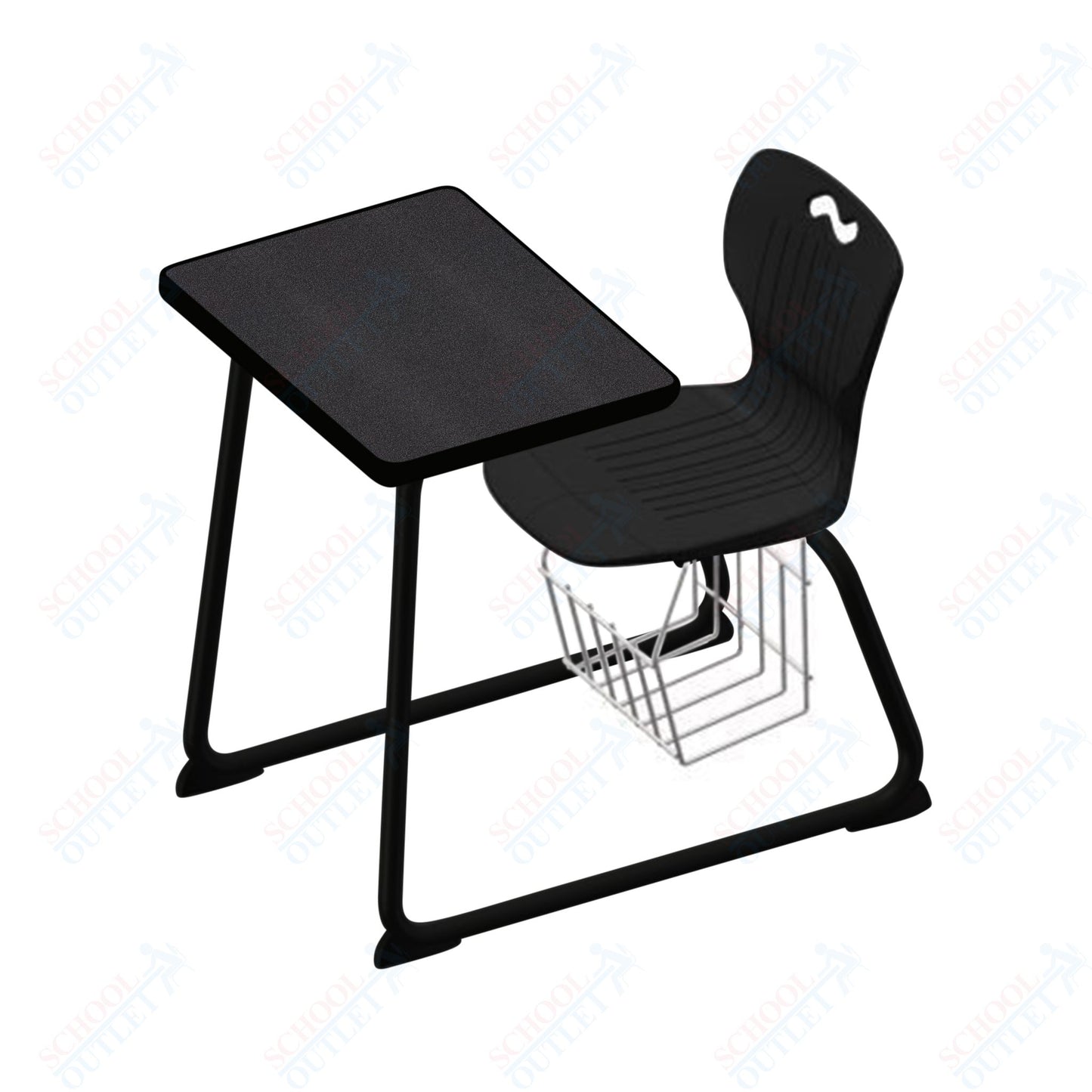 USA Capitol Ntersect 18" Seat Height Sled Combo Desk with Hard Plastic Top and Book Basket (N018)