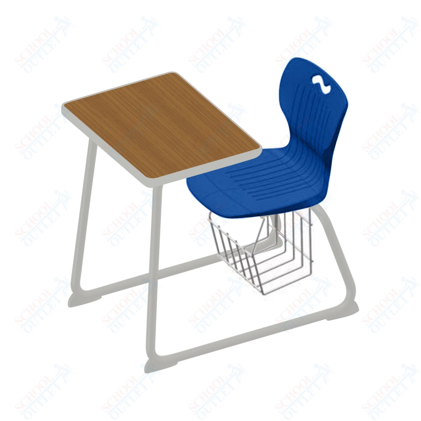USA Capitol Ntersect 18" Seat Height Sled Combo Desk with Hard Plastic Top and Book Basket (N018)