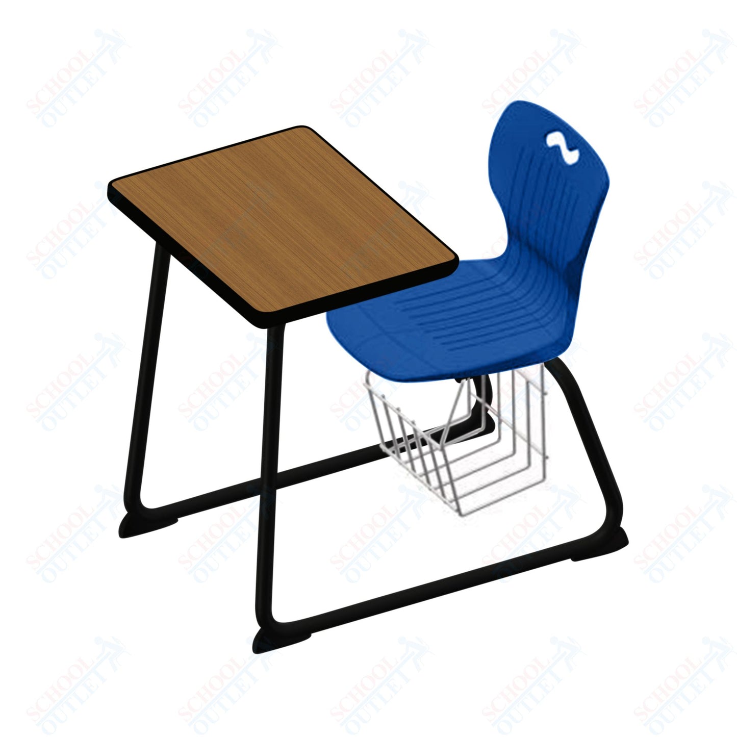 USA Capitol Ntersect 18" Seat Height Sled Combo Desk with Hard Plastic Top and Book Basket (N018)
