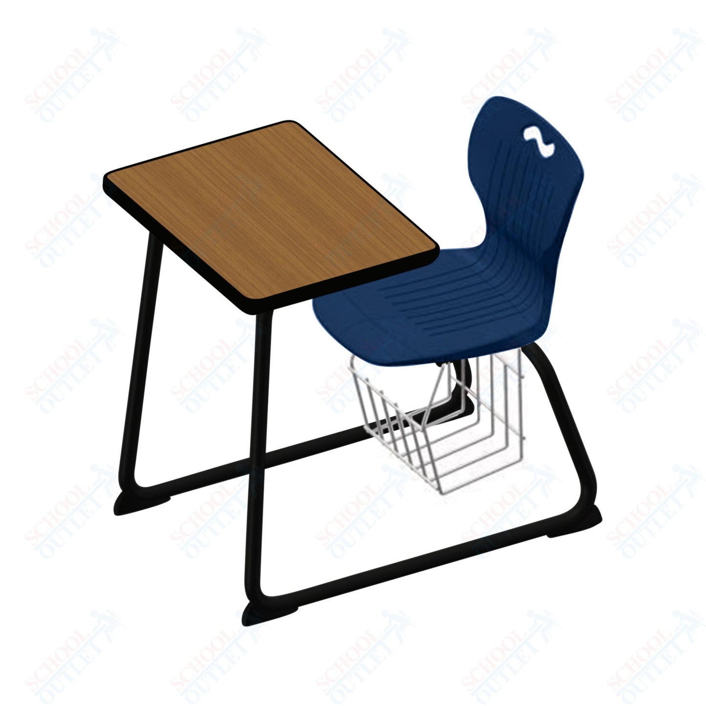USA Capitol Ntersect 18" Seat Height Sled Combo Desk with Hard Plastic Top and Book Basket (N018)