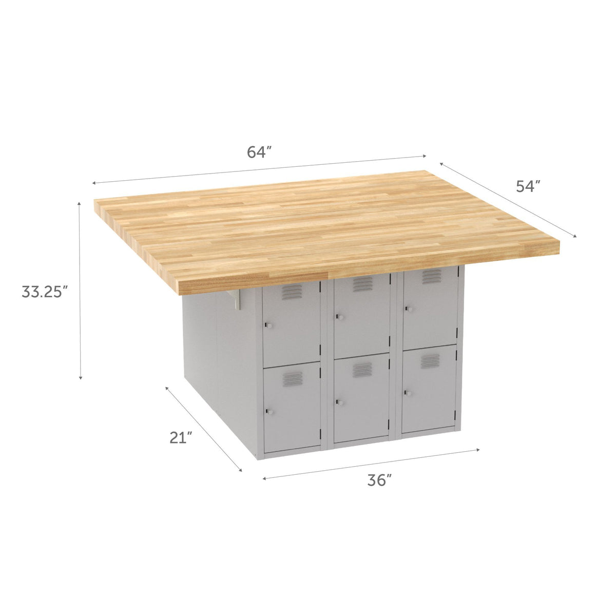 Diversified Woodcrafts 4-Station Workbench with 12 Steel Vertical Lockers - 64" W X 54" D