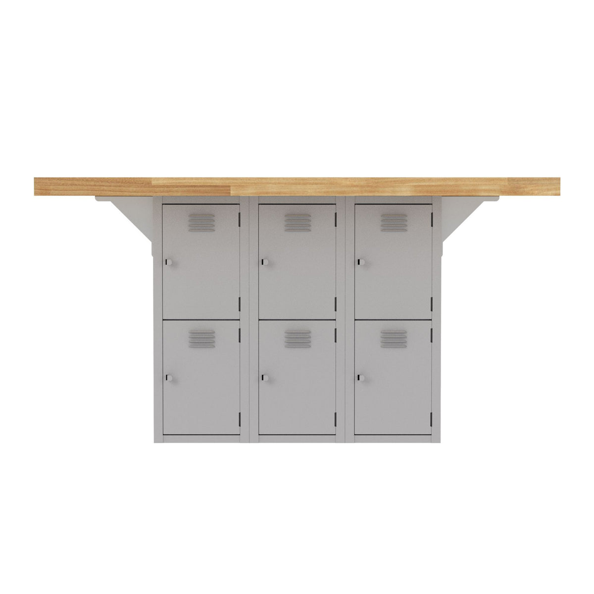 Diversified Woodcrafts 4-Station Workbench with 12 Steel Vertical Lockers - 64" W X 54" D