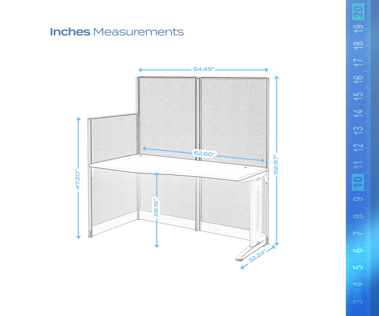 Regency Instant Office Straight Workstation with Panel 65"W x 33"D x 63"H (REG-WC36X92-03K)