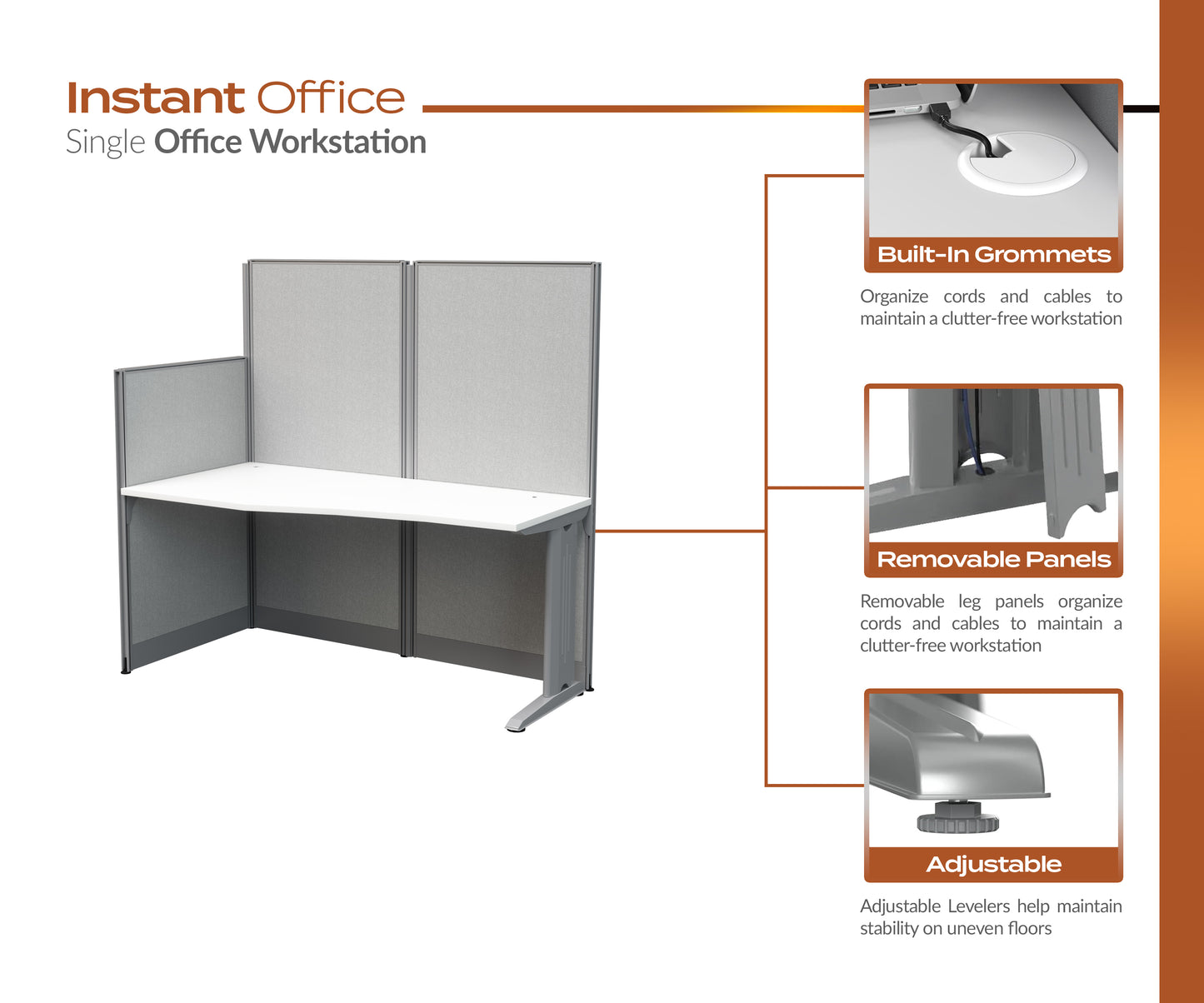 Regency Instant Office 4 Person In-Line Cubicle Panel Workstation 257"W x 33"D x 63"H (REG-WC36X92-03K-4P)