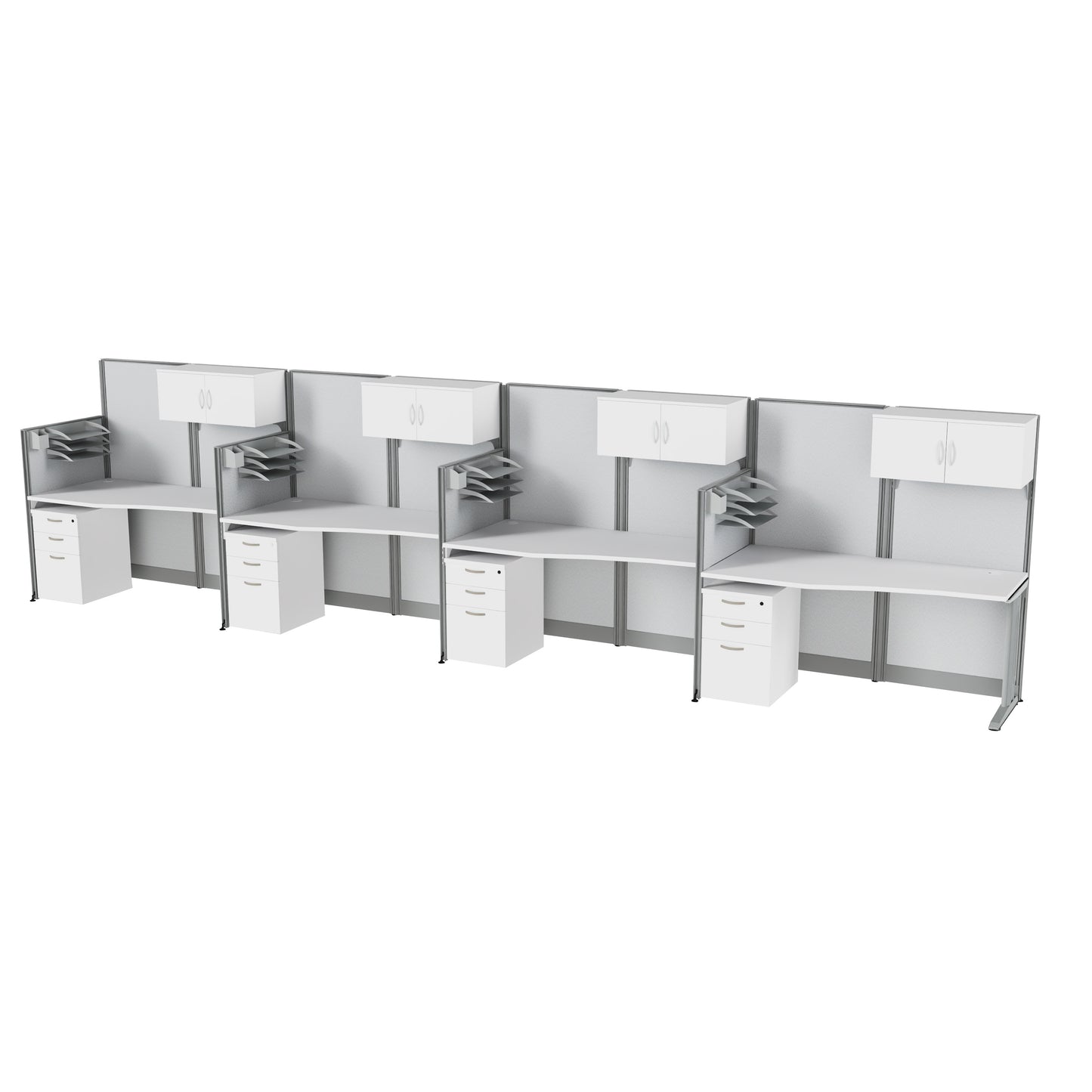 Regency Instant Office 4 Person In-Line Cubicle Panel Workstation with Storage 257"W x 33"D x 63"H (REG-WC36X92-03STGK-4P)