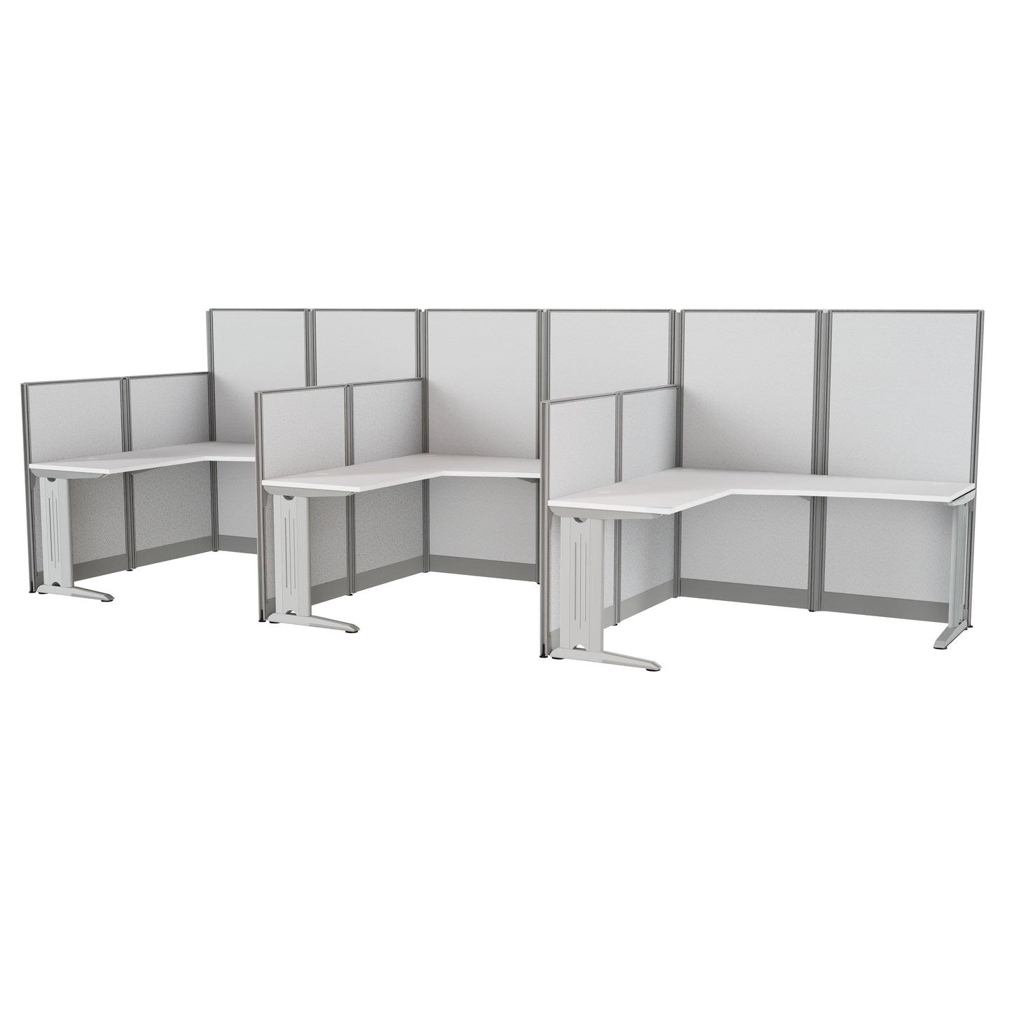 Regency Instant Office 3 Person F-Shaped Cubicle Panel Workstation 193"W x 33"D x 63"H (REG-WC36X94-03K-3P)