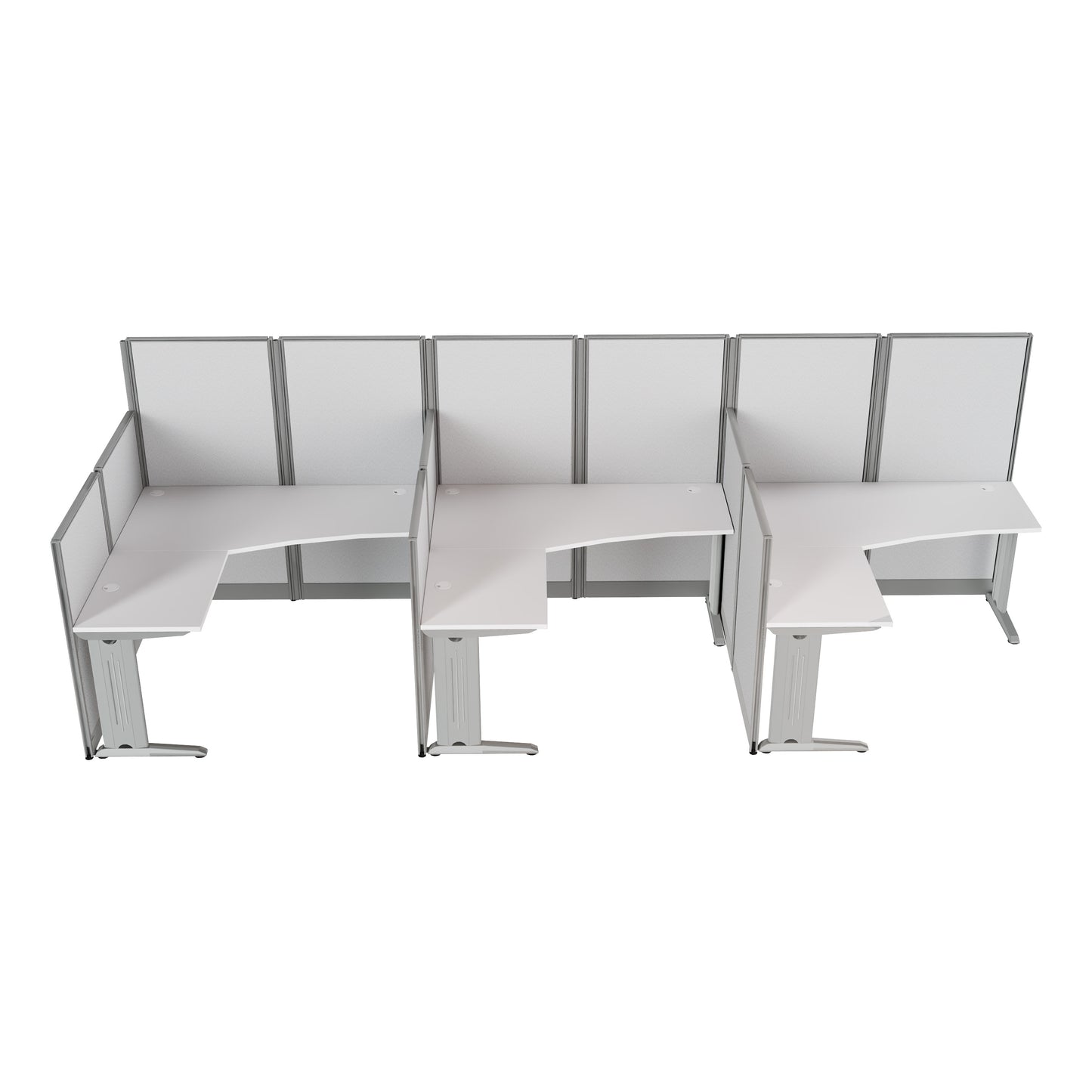 Regency Instant Office 3 Person F-Shaped Cubicle Panel Workstation 193"W x 33"D x 63"H (REG-WC36X94-03K-3P)