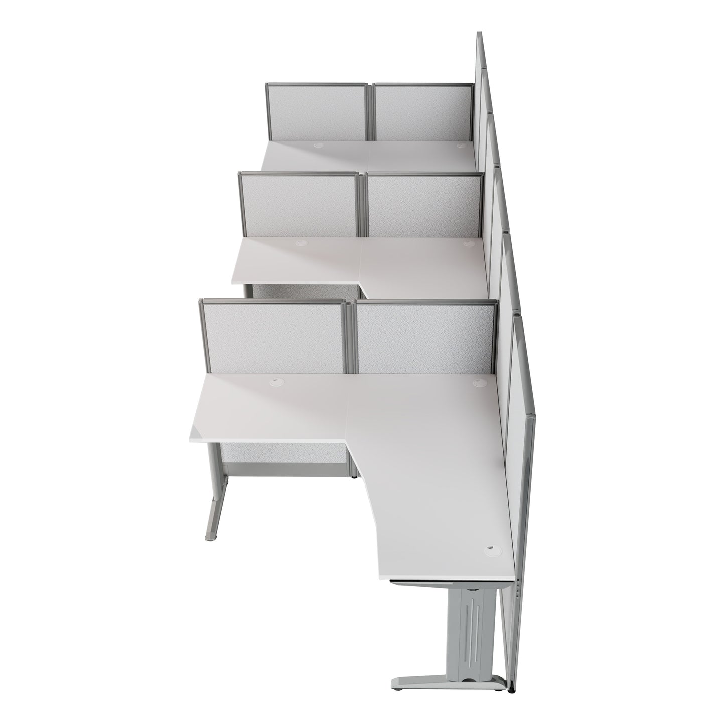 Regency Instant Office 3 Person F-Shaped Cubicle Panel Workstation 193"W x 33"D x 63"H (REG-WC36X94-03K-3P)
