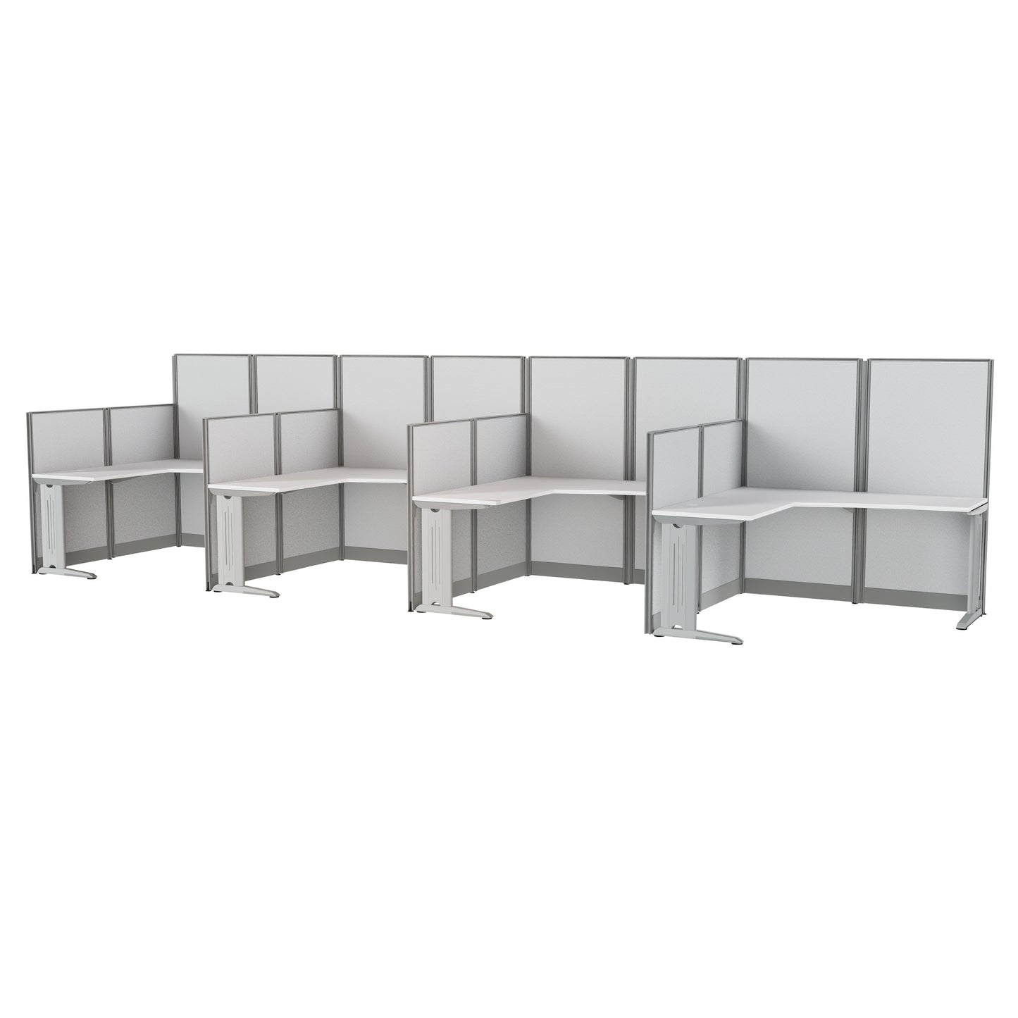 Regency Instant Office 4 Person F-Shaped Cubicle Panel Workstation 257"W x 33"D x 63"H (REG-WC36X94-03K-4P)
