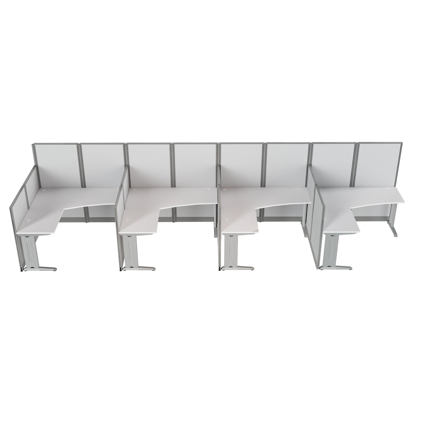 Regency Instant Office 4 Person F-Shaped Cubicle Panel Workstation 257"W x 33"D x 63"H (REG-WC36X94-03K-4P)