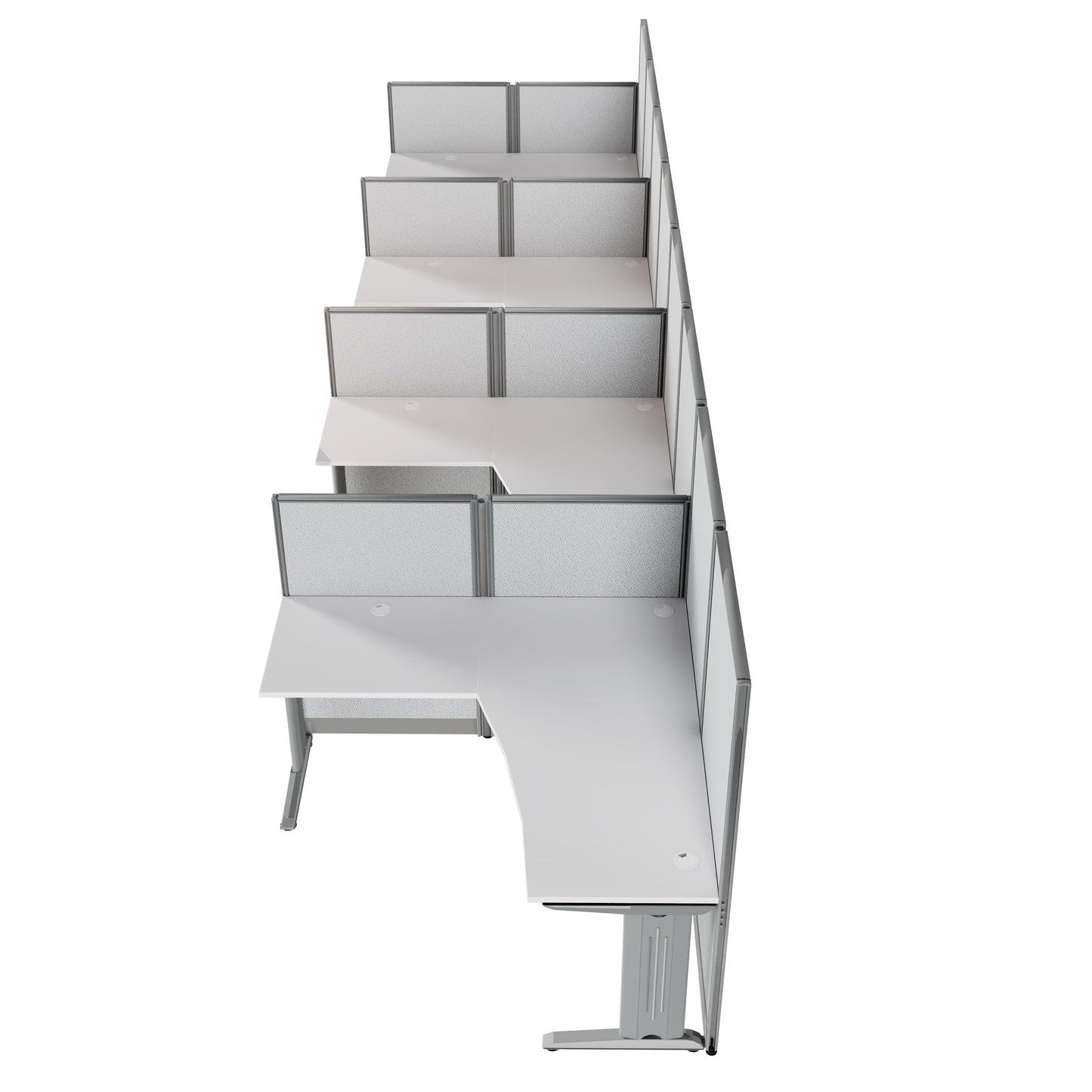 Regency Instant Office 4 Person F-Shaped Cubicle Panel Workstation 257"W x 33"D x 63"H (REG-WC36X94-03K-4P)
