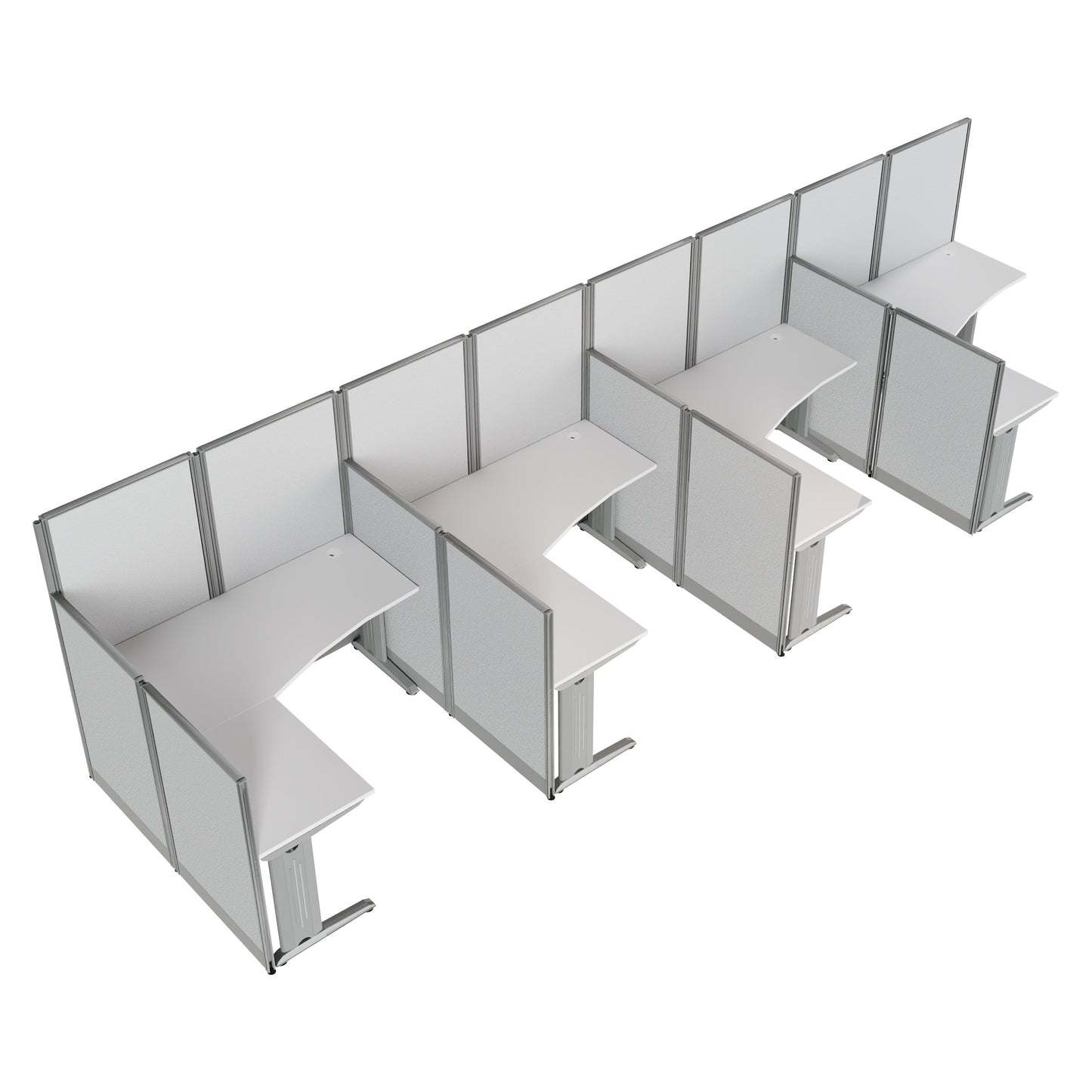 Regency Instant Office 4 Person F-Shaped Cubicle Panel Workstation 257"W x 33"D x 63"H (REG-WC36X94-03K-4P)