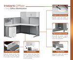 Regency Instant Office 4 Person F-Shaped Cubicle Panel Workstation with Storage 257