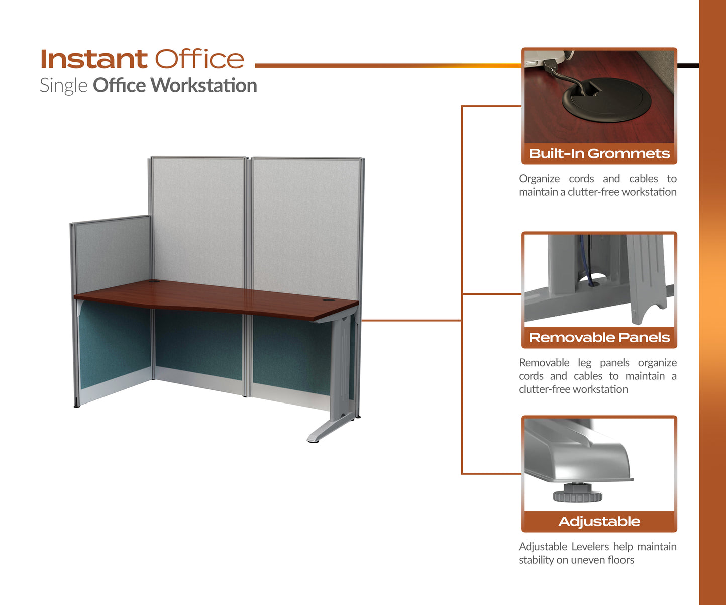 Regency Instant Office Straight Workstation with Panel 65"W x 33"D x 63"H (REG-WC36X92-03K)