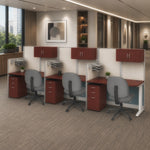 Regency Instant Office 3 Person In-Line Cubicle Panel Workstation with Storage 193