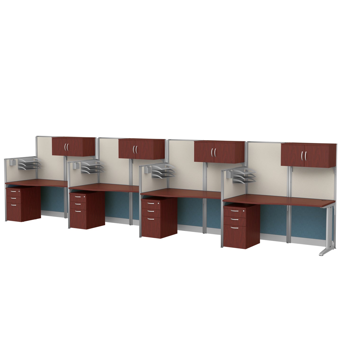 Regency Instant Office 4 Person In-Line Cubicle Panel Workstation with Storage 257"W x 33"D x 63"H (REG-WC36X92-03STGK-4P)