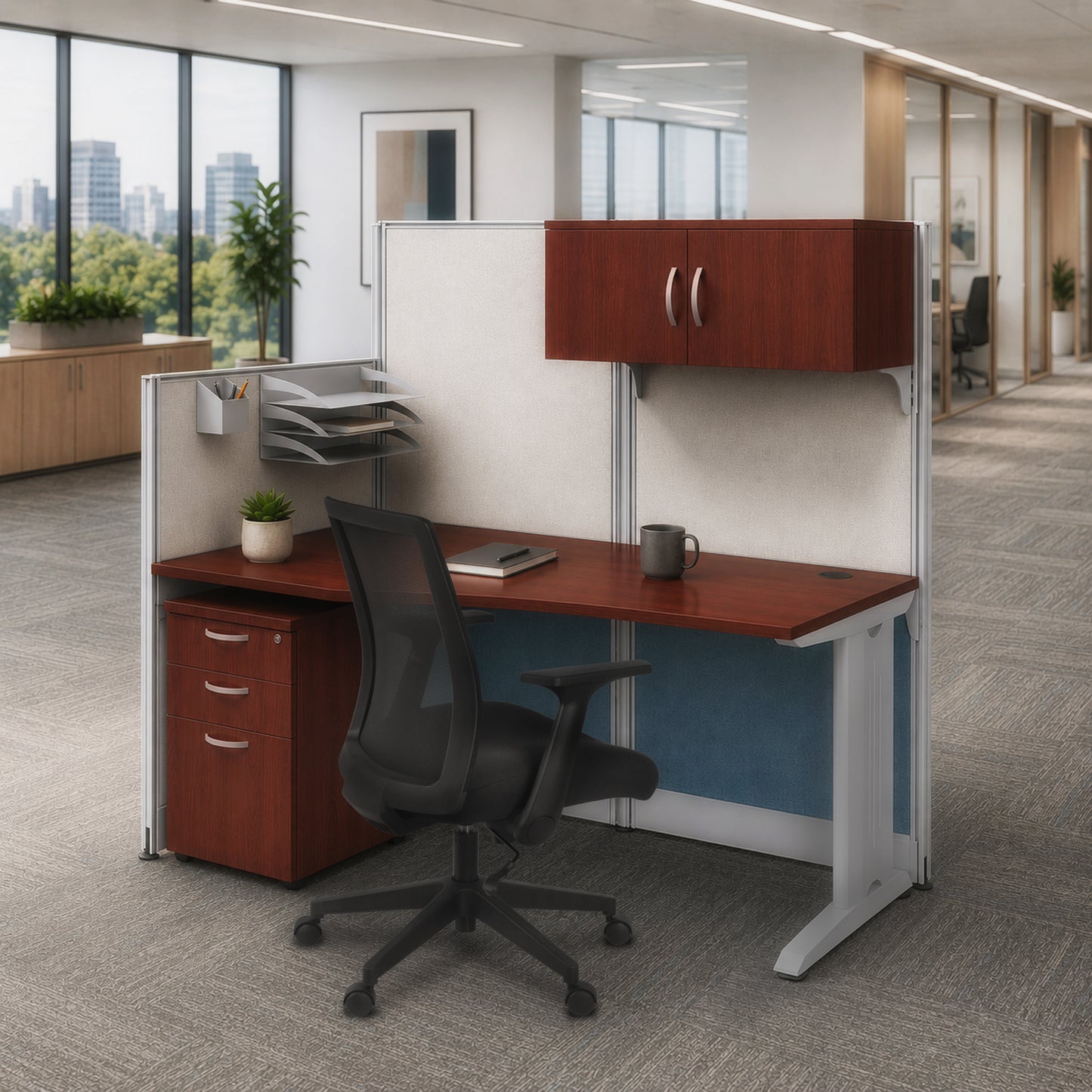 Regency Instant Office Straight Workstation Panel with Storage 65"W x 33"D x 63"H (REG-WC36X92-03STGK)