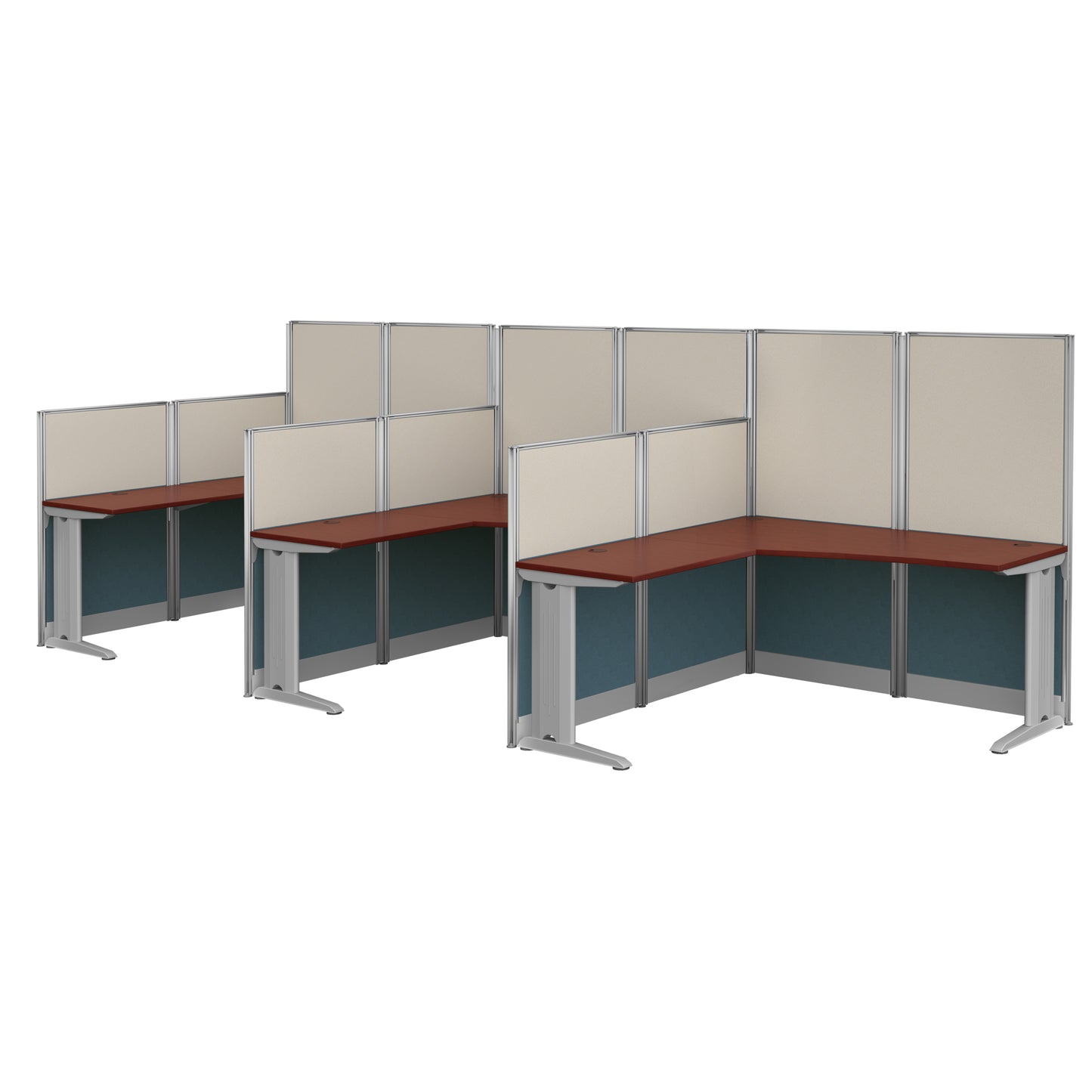 Regency Instant Office 3 Person F-Shaped Cubicle Panel Workstation 193"W x 33"D x 63"H (REG-WC36X94-03K-3P)