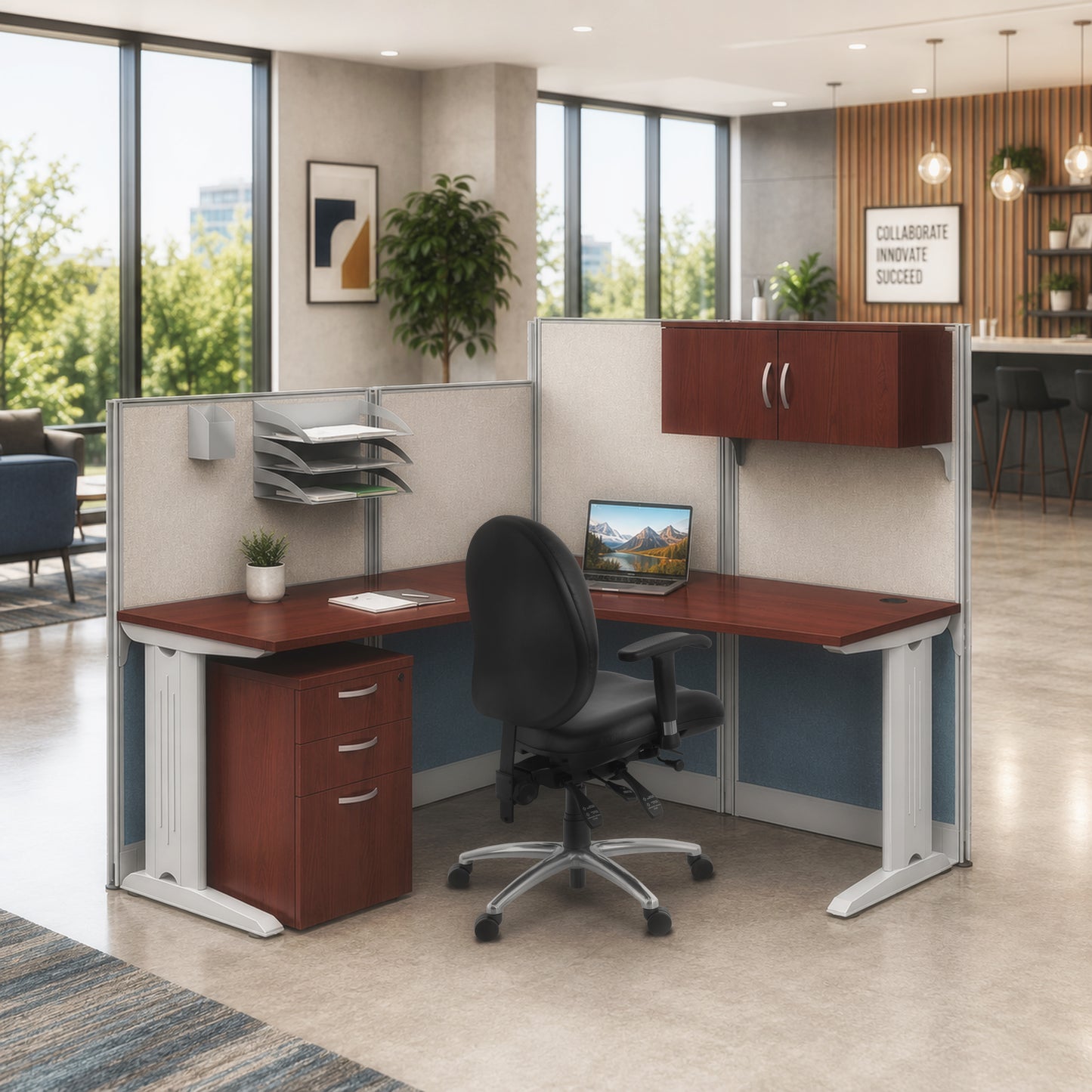 Regency Instant Office Workstation Panel with Storage 65"W x 65"D x 63"H (REG-WC36X94-03STGK)