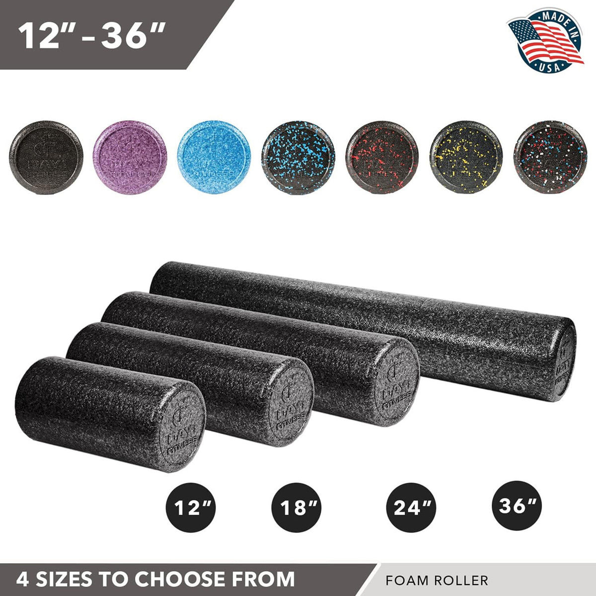Champion Sports JFIT Foam Roller Targeted Deep Tissue Massage and Muscle Recovery 24" (CMP-WL24XXX)