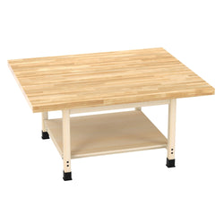 Diversified Woodcrafts 4-Station Wood Workbench with Open Storage Space - 64" W x 54" D